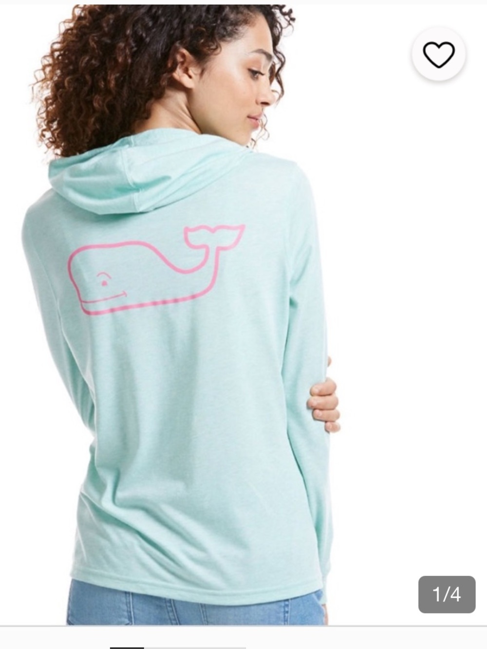 Vineyard Vines Light Aqua Hoodie with Pink Whale Graphic